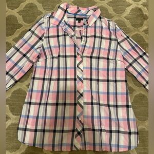 Women’s Talbots Plaid Button Down Shirt in Pink and Blue